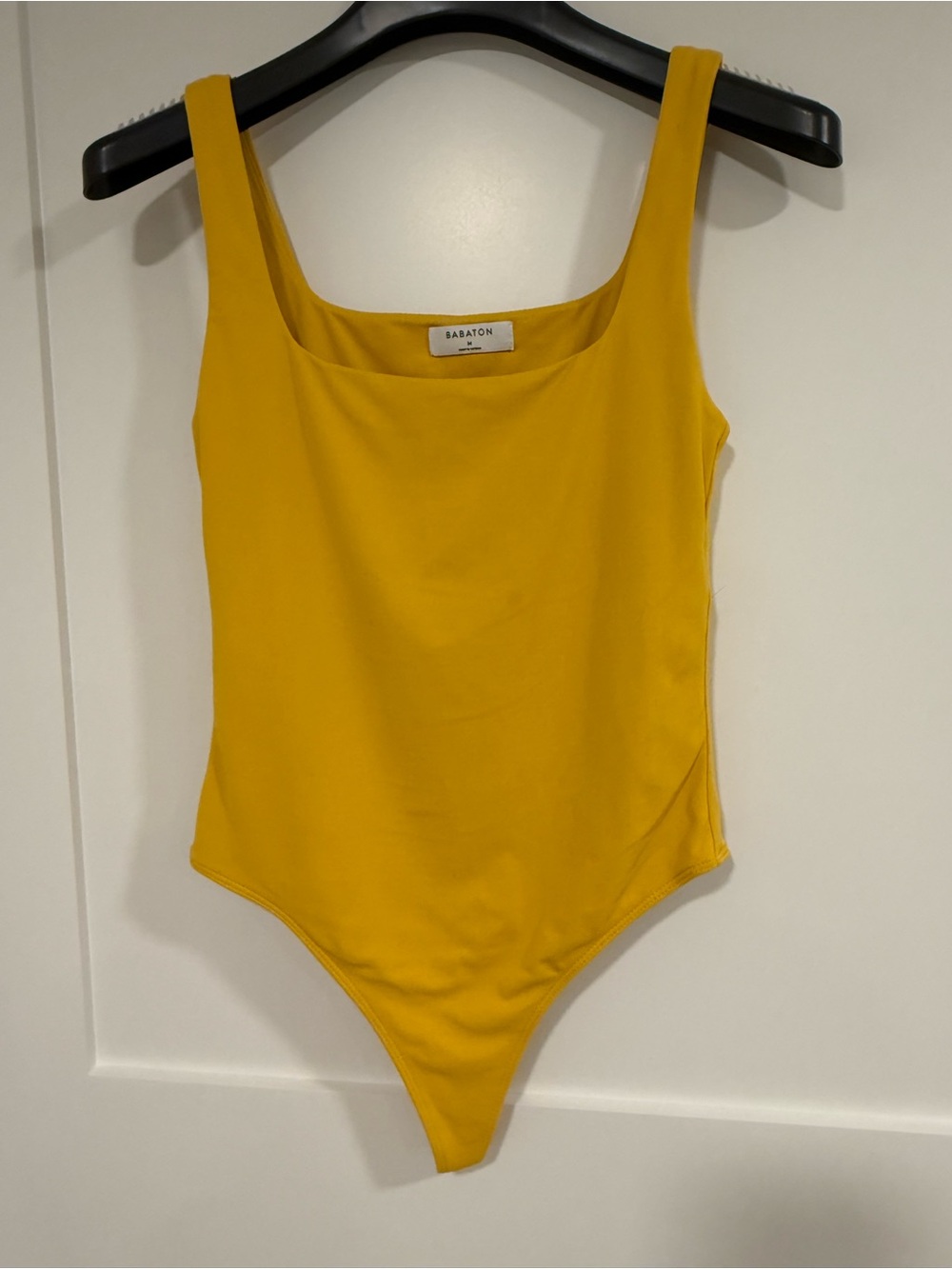 Babaton Mustard Yellow Square-Neck Bodysuit